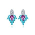 Fashion And Elegant Geometric Earrings With Cubic Zirconia Silver - One Size