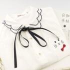 Layered Collar Cat Embroidered Shirt