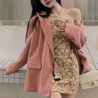 Plain Blazer / Spaghetti Strap Floral Dress / Camisole Top