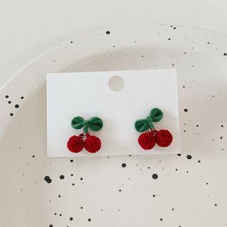Cherry Flannel Earring 1 Pair - Cherry Flannel Earring - Red & Green - One Size