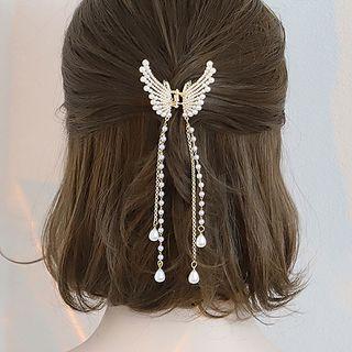 Faux Pearl Butterfly Hair Claw Gold - One Size
