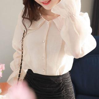 Layered-collar Bell-sleeve Blouse