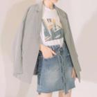 Set: Pocketed Blazer + High Waist A-line Skirt