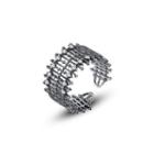 925 Sterling Silver Fashion Personality Geometric Cubic Zirconia Adjustable Open Ring Silver - One Size
