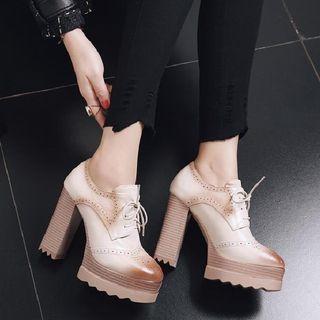 Lace-up Chunky-heel Platform Brogue Shoes