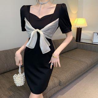 Short-sleeve Bow Bodycon Dress