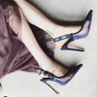 Mesh Panel Pointy Letter Back-strap High-heel Pumps
