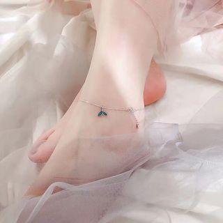 925 Sterling Silver Whale Tail Anklet Silver - One Size