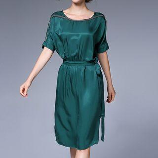 Short-sleeve Embellished Dress