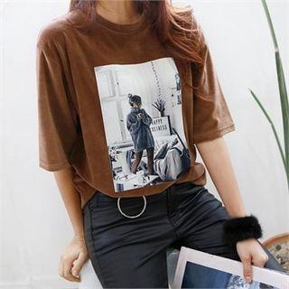 Printed Velvet T-shirt