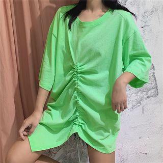 Loose-fit Drawstring Plain T-shirt