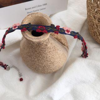 Flower Choker Pink & Red Flowers - Dark Gray - One Size