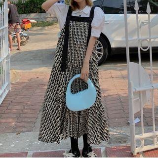 Sleeveless Print Dress/ Short-sleeve Shirt
