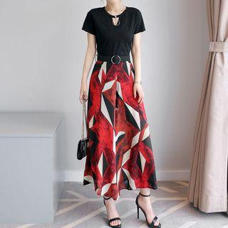 Set: T-shirt + Printed Maxi Skirt