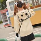 Bow-neck Hooded Sweater