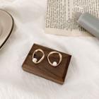 Faux Pearl Alloy Hoop Earring 1 Pair - As Shown In Figure - One Size