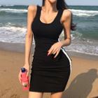 Stripe-side Mini Sheath Tank Dress