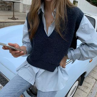 V-neck Crop Knit Vest