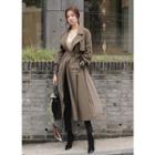 Pleat-panel Long Trench Coat With Belt