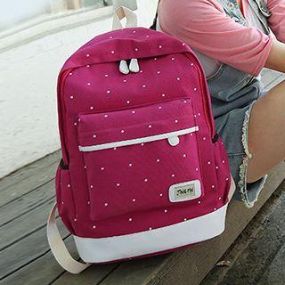 Set Of 3: Polka Dot Canvas Backpack + Crossbody + Pouch