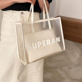 Set: Lettering Pvc Tote Bag + Zip Pouch