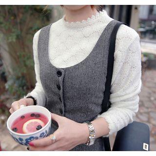 Sleeveless Ruffle-hem Wool Blend Dress