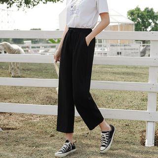 Short-sleeve Printed T-shirt / Cropped Wide-leg Pants / Set