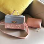 Set: Lettering Faux Leather Mini Satchel Bag + Pouch