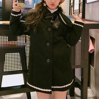 Lace-trim Button Coat