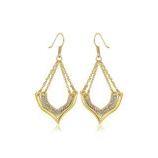 Fashion Elegant Plated Gold Geometric Earrings With Austrian Element Crystal Golden - One Size