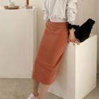 Zip-back Long Pencil Skirt Pink - One Size