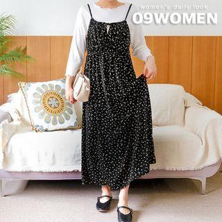 Plus Size Tie-neck Floral Long Sundress