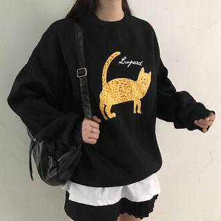 Leopard Print Pullover Black - One Size