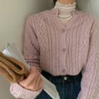 Turtleneck Long-sleeve Top / Cable-knit Cardigan