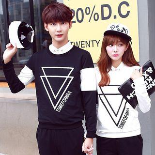 Couple Matching Triangle Colour Block Sweatshirt