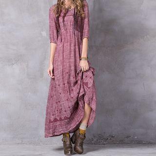 Lantern Sleeve Embroidered Dress