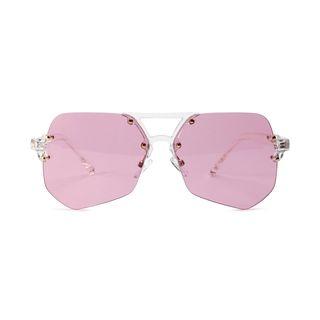 Double-bridge Frameless Polygon Sunglasses