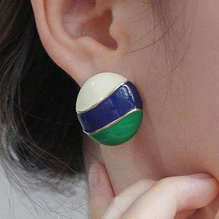 Color Block Circle Stud Earring 1 Pair - Gold - One Size