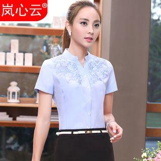 Set: Embroidered Short-sleeve Shirt + Skirt