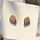 925 Sterling Silver Rhinestone Earring 1 Pair - Gold - One Size