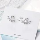 Rhinestone Branches Swing Earring Copper White Gold Plating - One Size
