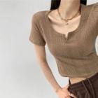 Neckline-details Slim-fit Crop T-shirt In 5 Colors