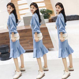 Ruffle Hem 3/4-sleeve Midi Dress