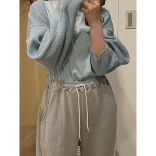 Drop-shoulder Ribbed Bolero