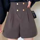 High-waist Wide-cuff Shorts