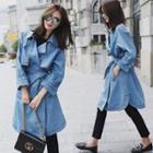 Embroidered Denim Trench Coat