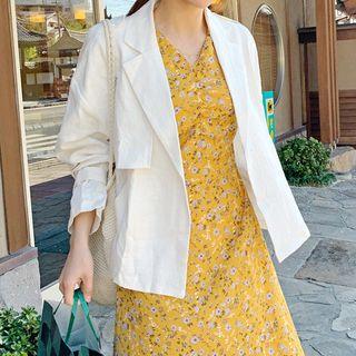 Trench-motif Short Linen Jacket