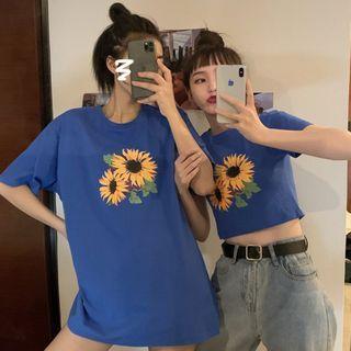 Short-sleeve Sunflower Printed T-shirt