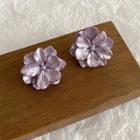 Faux Crystal Flower Earring 01# - 1 Pair - Silver Needle - Purple - One Size