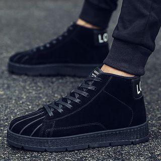 Faux-leather Lace-up High-top Sneakers
